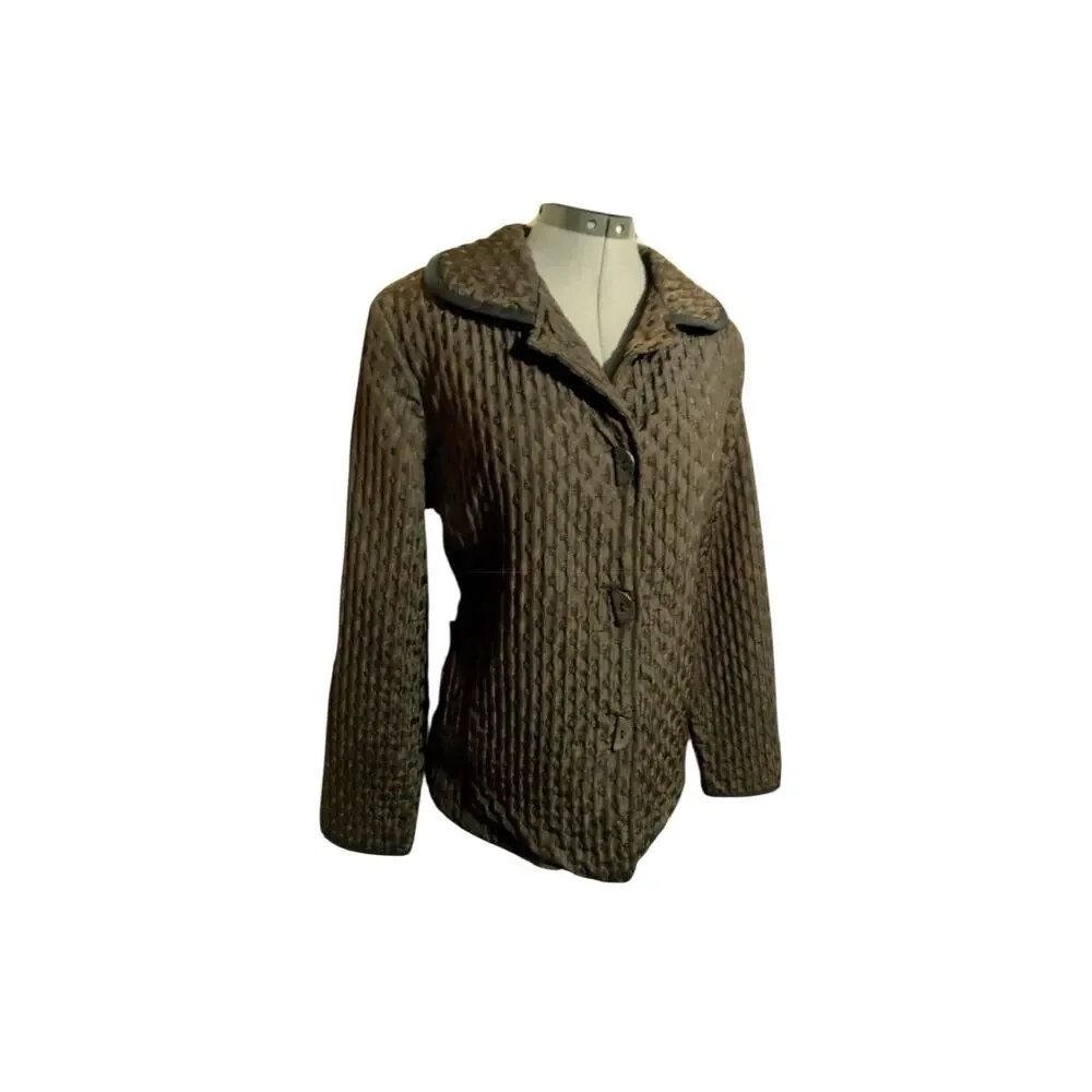 New Abstract Lagenlook Women S Brown Polka Dot Quilted Boho Spring - Picture 5 of 12